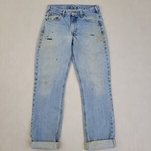 CARHARTT Jeans Mens 30x32 Blue Denim Tapered Leg Grunge Pants Distressed